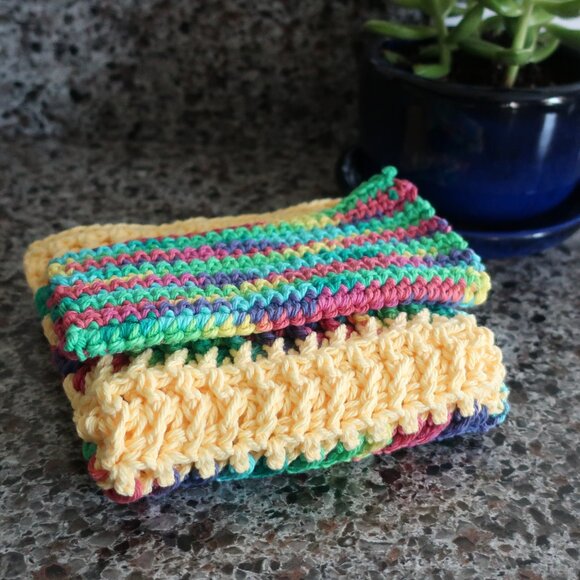 Multicolored Crochet Dish Drying Mats 100% Cotton Kitchen - Picture 7 of 15